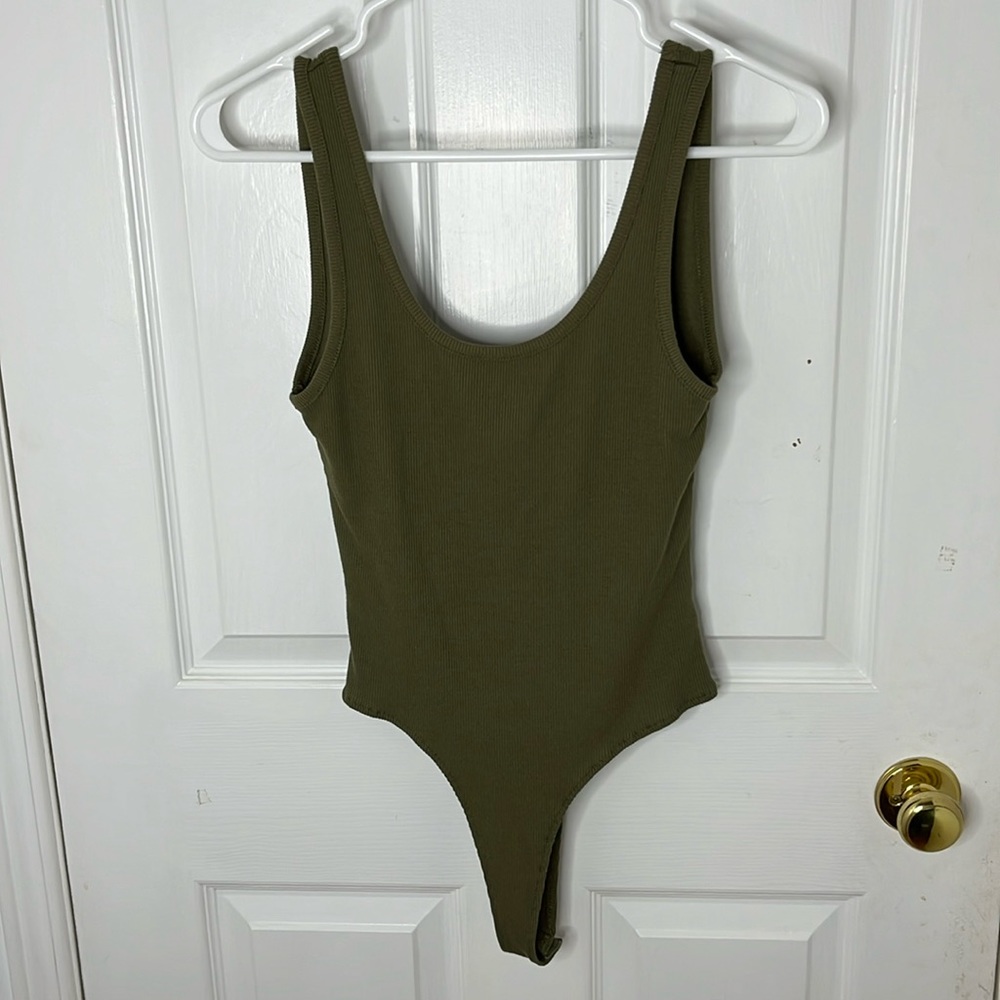 Open Back Olive green body suit size small